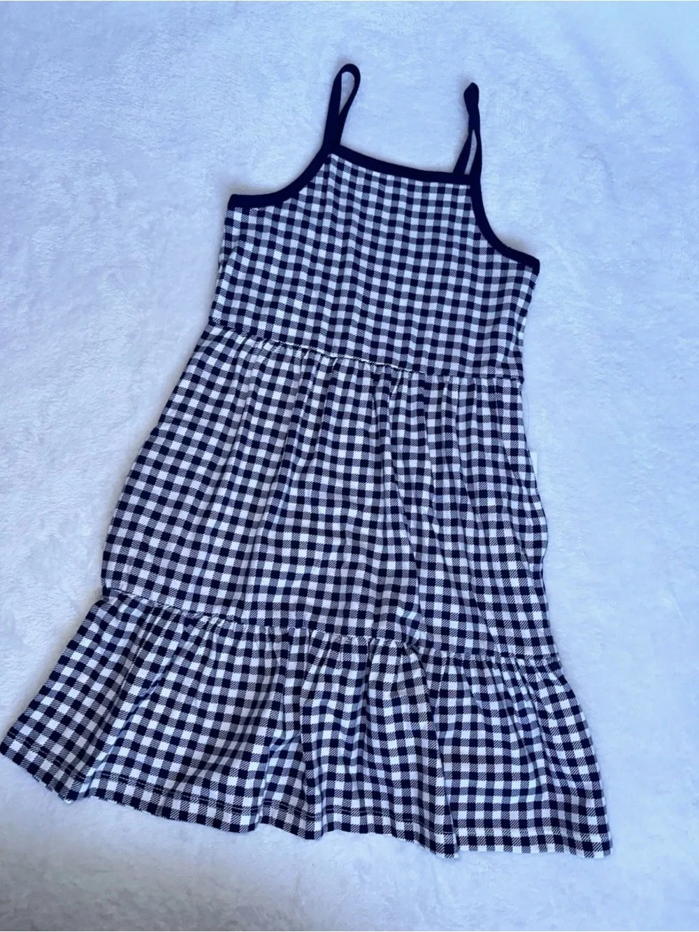 Old Navy Lot of 2 Girls Dress Blue Gingham Picnic Brown Ruffle XS Cotton NWT